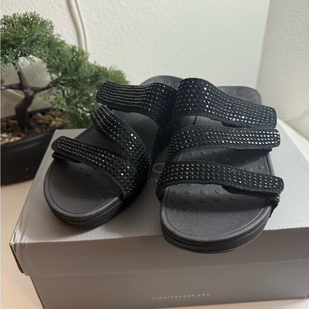 Vionic Black Sandals with Sparkling Straps - Picture 2 of 5